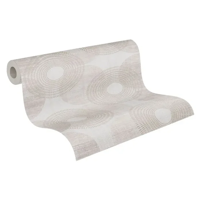 A.S. Création Vliestapete Attractive Tapete mit Kreismuster Glitzereffekt beige, grau