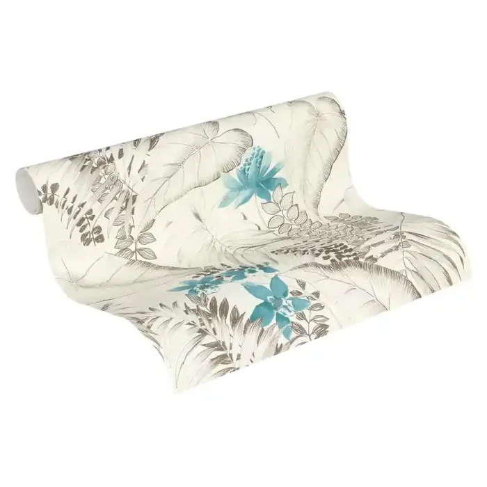 A.S. Création Vliestapete Exotic Life Blumentapete mit Vögeln blau, grau, schwarz