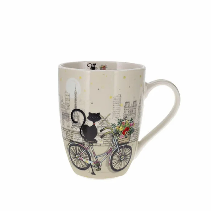Abgerundete Tasse + Schachtel Kiub Art Paris Chat Vélo [Größe 340 ml]