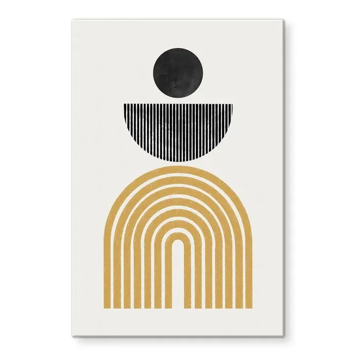 Acrylglasbild Abstrakte Komposition mit Kreis und Halbbogen – The Miuus Studio