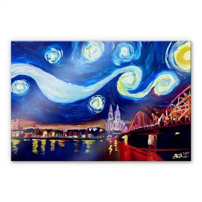 Acrylglasbild Bleichner – Köln bei Nacht