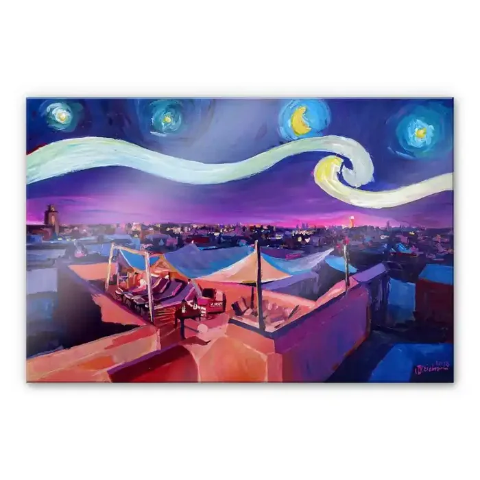 Acrylglasbild Bleichner – Marrakesch bei Nacht