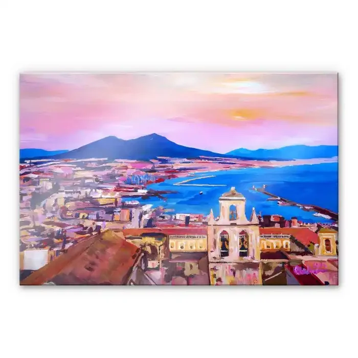 Acrylglasbild Bleichner – Naples with Mount Vesuvio