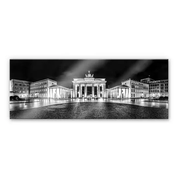 Acrylglasbild Brandenburger Tor – schwarz/weiß – Panorama