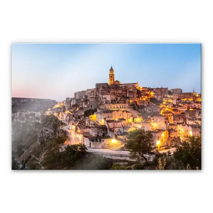 Acrylglasbild Colombo – Matera am Abend