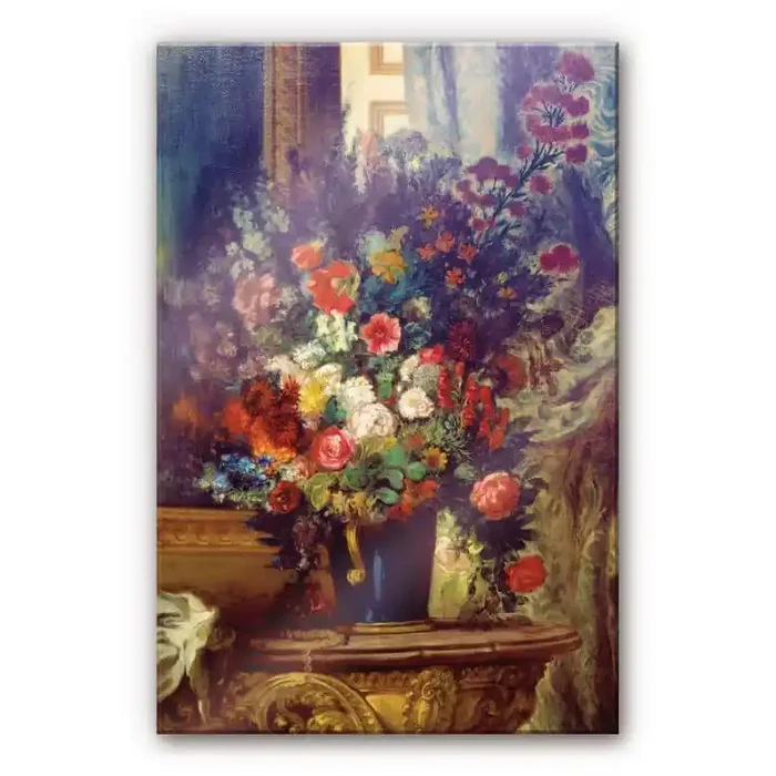 Acrylglasbild Delacroix – Vase mit Blumen auf einer Konsole
