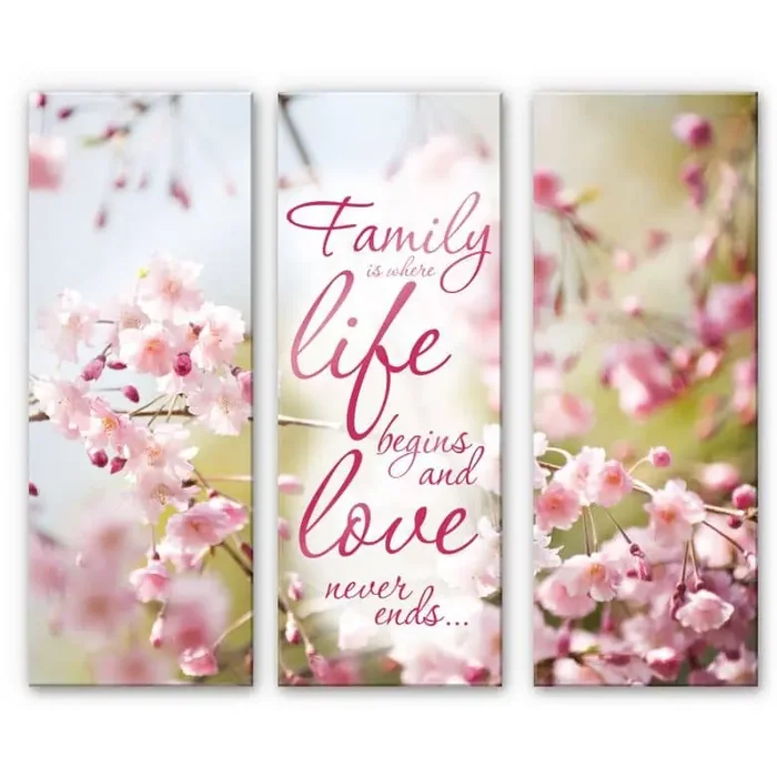 Acrylglasbild Family is where Life begins (3-teilig)
