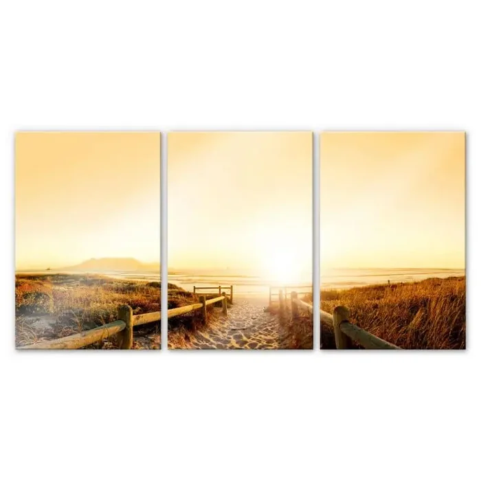 Acrylglasbild Sunset at the Beach (3-teilig)