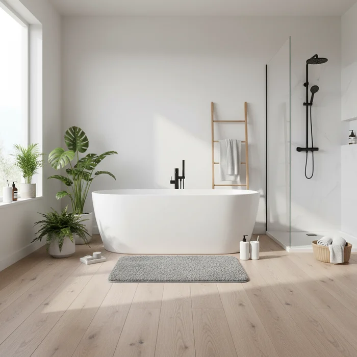 AquaLuxe | Plüsch Badteppich Rutschfest 50×80 cm