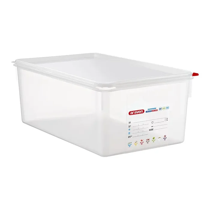 ARAVEN gastronorm container with lid, polypropylene, GN 1/1 (200 mm)