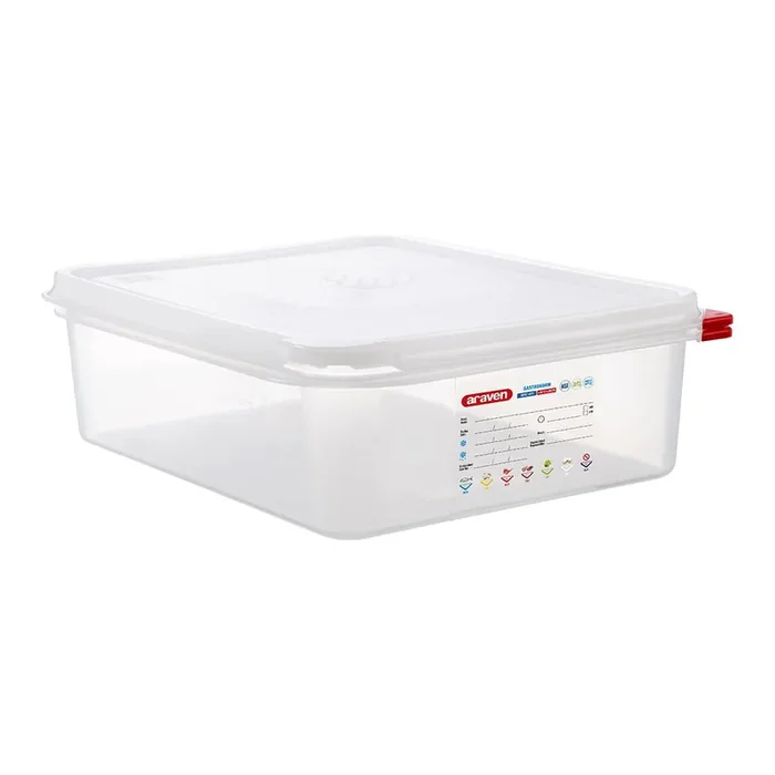 ARAVEN gastronorm container with lid, polypropylene, GN 1/2 (100 mm)