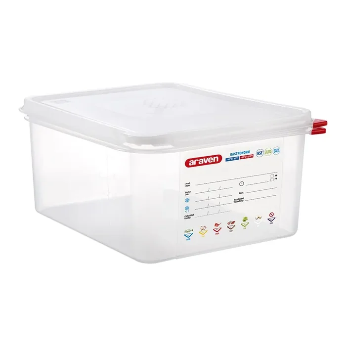 ARAVEN gastronorm container with lid, polypropylene, GN 1/2 (150 mm)