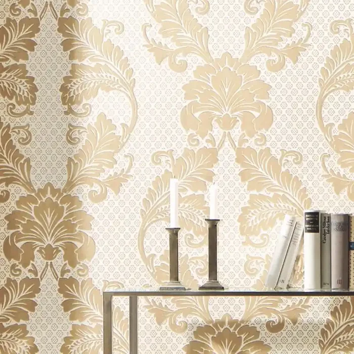 Architects Paper Vliestapete Luxury wallpaper Barocktapete mit Ornamenten in Echtflock creme, metallic