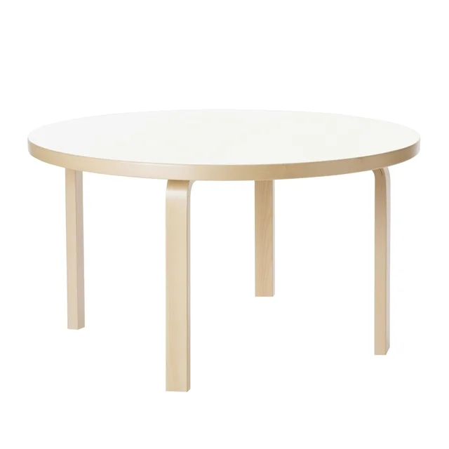 artek Aalto 90A Runder Tisch 60cm Birke/Laminat Weiß