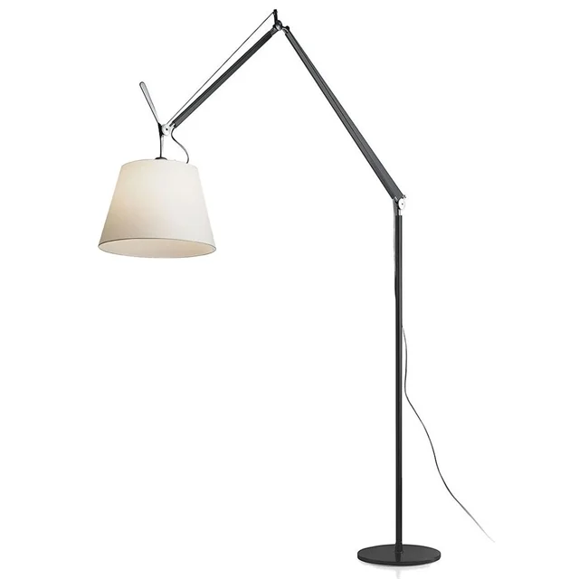 Artemide Tolomeo Mega Stehlampe, Korpus Schwarz, 32 Cm, Lampenschirm Pergament , inkl. Dimmer