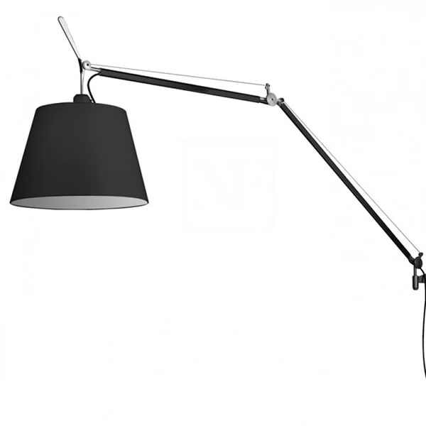Artemide Tolomeo Mega Wandlampe Schwarz/ Schwarz Lampenschirm 32cm mit Dimmer