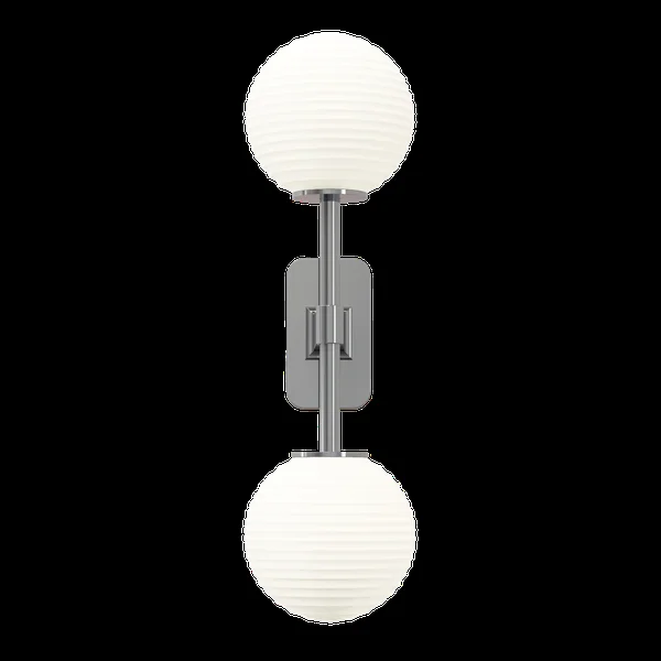 Astro Tacoma Twin Wandlampe, Poliertes Chrom und Gerillter Lampenschirm