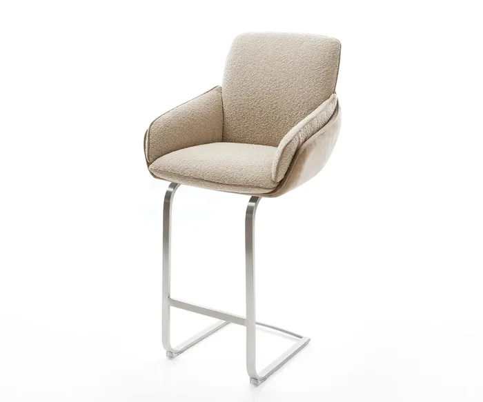 Barstuhl Luan-Flex Materialmix Schlamm Freischwinger Flach Edelstahl Taschenfederkern