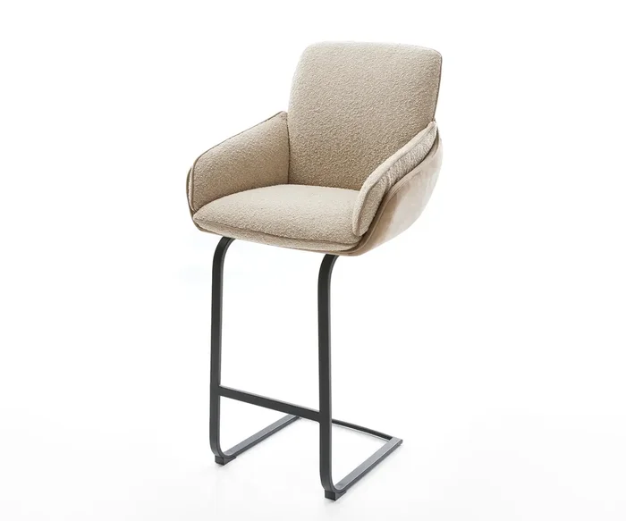 Barstuhl Luan-Flex Materialmix Schlamm Freischwinger Flach Metall Taschenfederkern