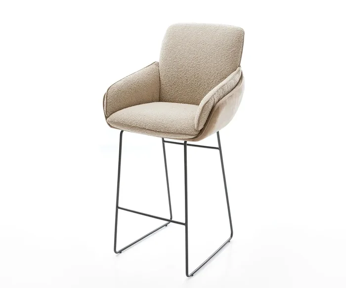 Barstuhl Luan-Flex Materialmix Schlamm Kufengestell Metall Taschenfederkern