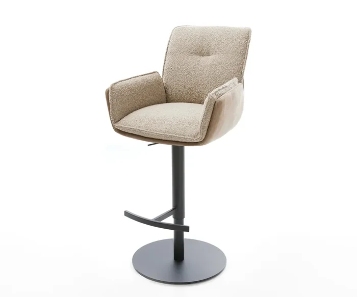 Barstuhl Nela-Flex Materialmix Schlamm Drehfuß höhenverstellbar Metall drehbar Taschenfederkern