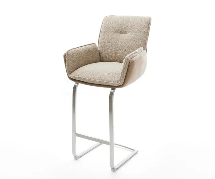 Barstuhl Nela-Flex Materialmix Schlamm Freischwinger Flach Edelstahl Taschenfederkern