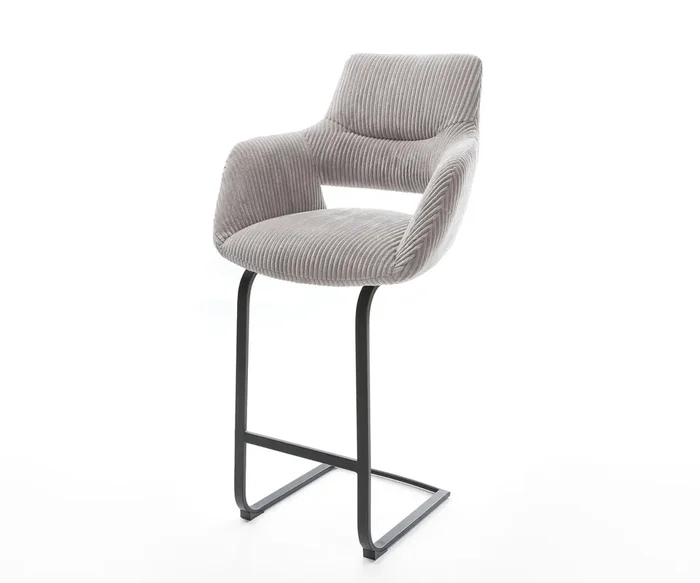 Barstuhl Yago-Flex Cord Silbergrau Freischwinger flach Metall Schwarz Taschenfederkern