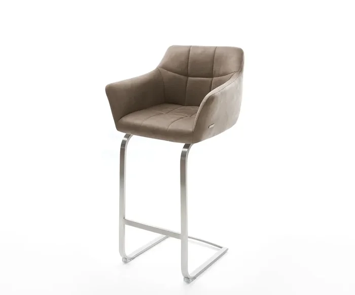 Barstuhl Yulo-Flex Vintage Taupe Freischwinger flach Edelstahl