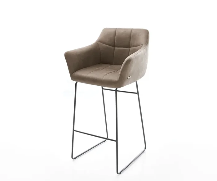 Barstuhl Yulo-Flex Vintage Taupe Kufengestell Metall