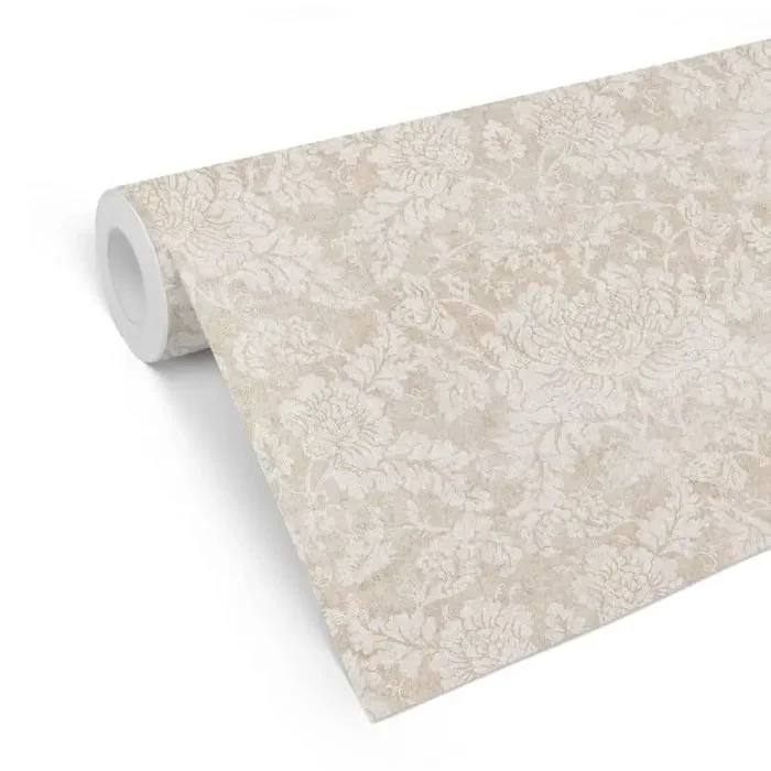 Blumen Mustertapete Blüten Ivory in Barock-Optik – Bloomery Decor