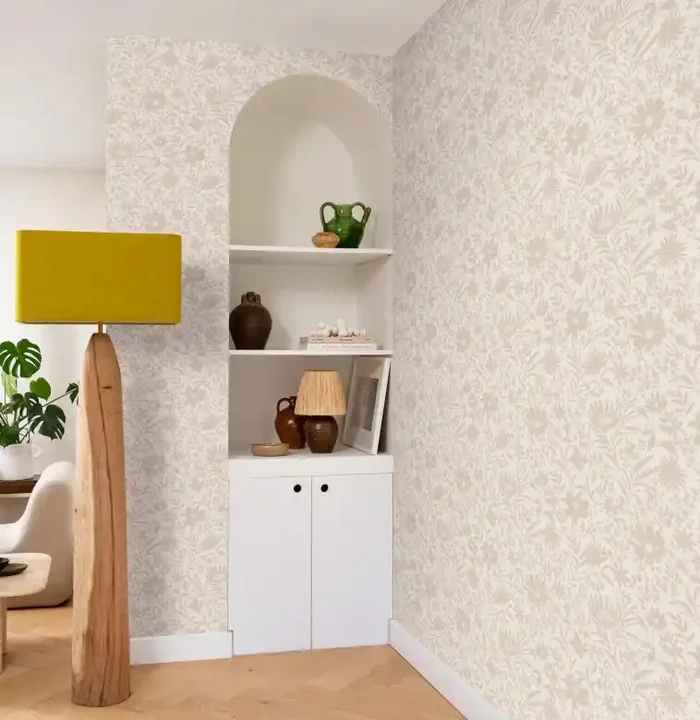 Blumentapete, Vliestapete Paraiso beige