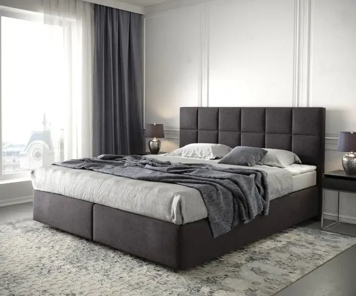 Boxspringbett Dream-Fine 180×200 cm Mikrofaser Schwarz mit Matratze und Topper