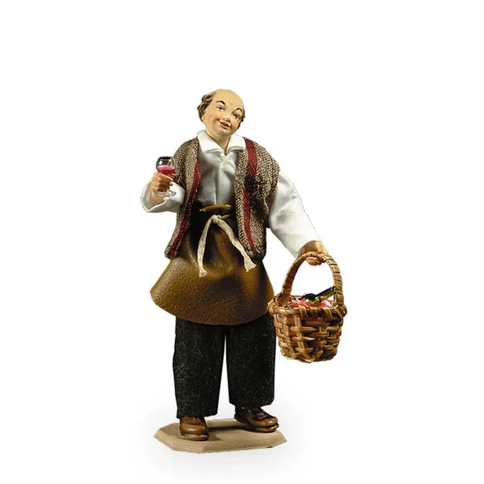 Cantiniere con bottiglia e bicchiere