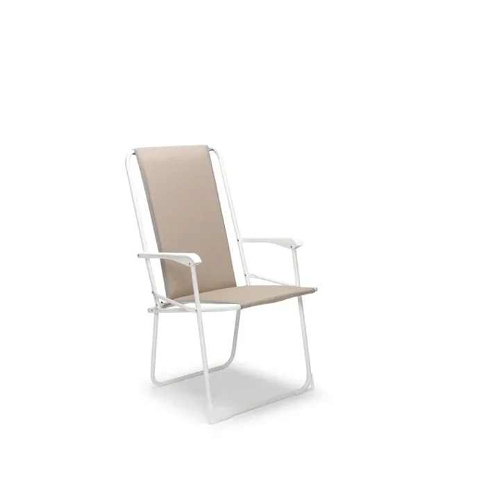Chiemsee – Klappstuhl hohe Rückenlehne in Weiß – Beige