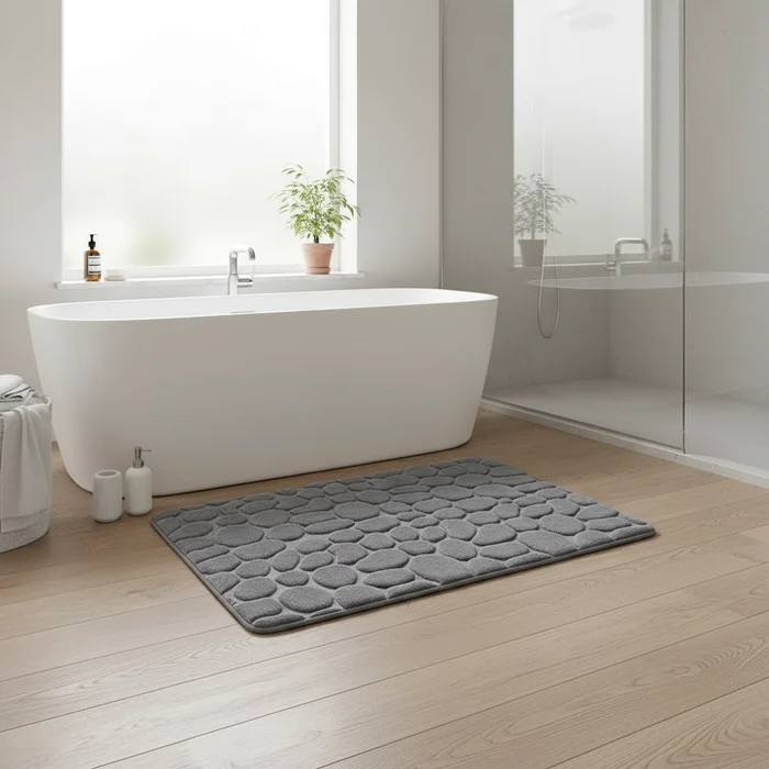 CobbleSoft 3D Badezimmermatte | Rutschfeste Badezimmer Matte 40x60cm