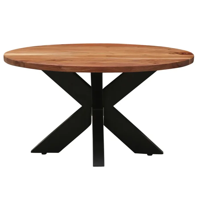 Couchtisch Abele 70 cm rund mit Massivholzplatte & X-Gestell