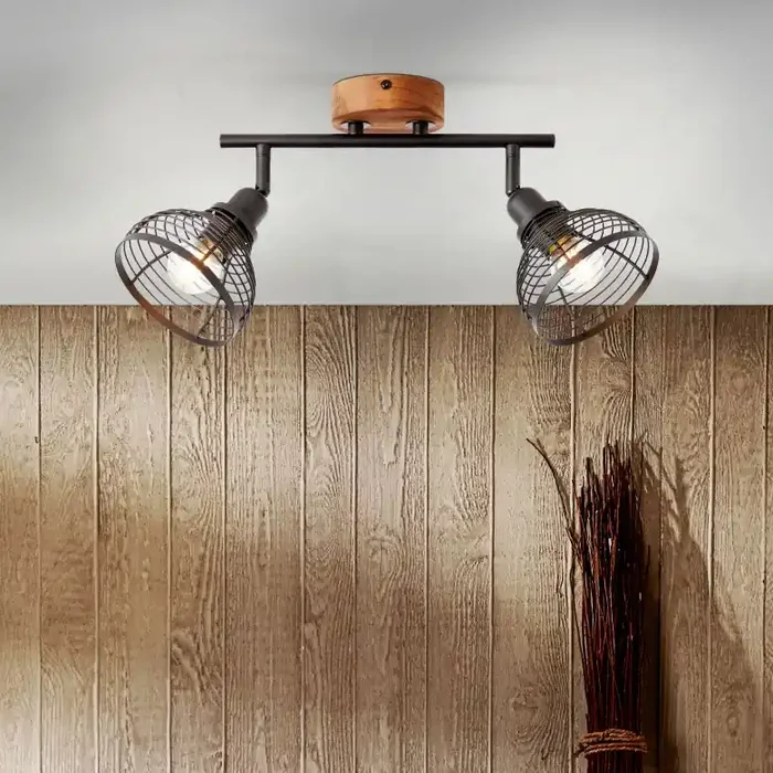 Deckenleuchte Annelie, schwarz, 16 x 33 cm, Holz Innenleuchte