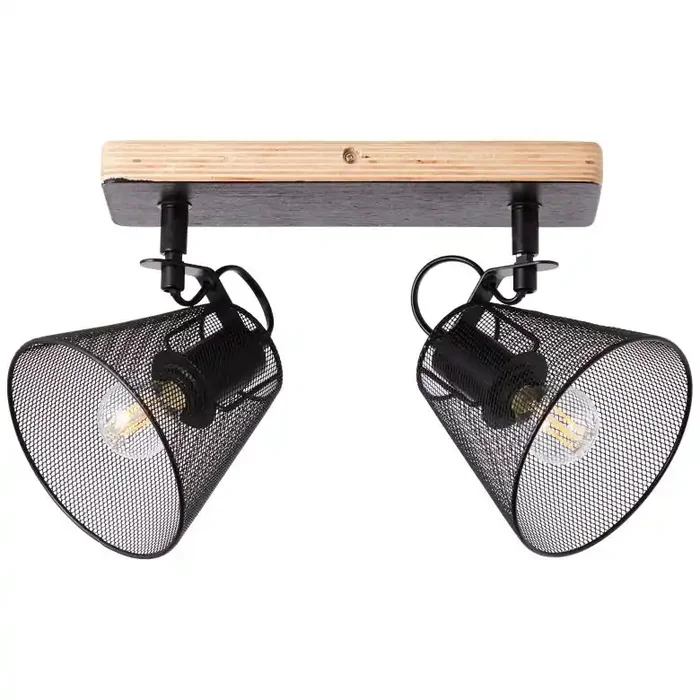 Deckenleuchte Tom, schwarz, 36,8 x 20 cm, Holz Deckenspots, dimmbar