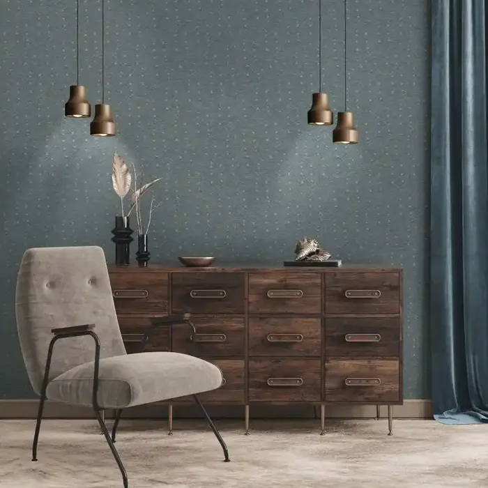 Design Tapete Wellen Blau Beige – Hochwertige Vintage Wand Vliestapete