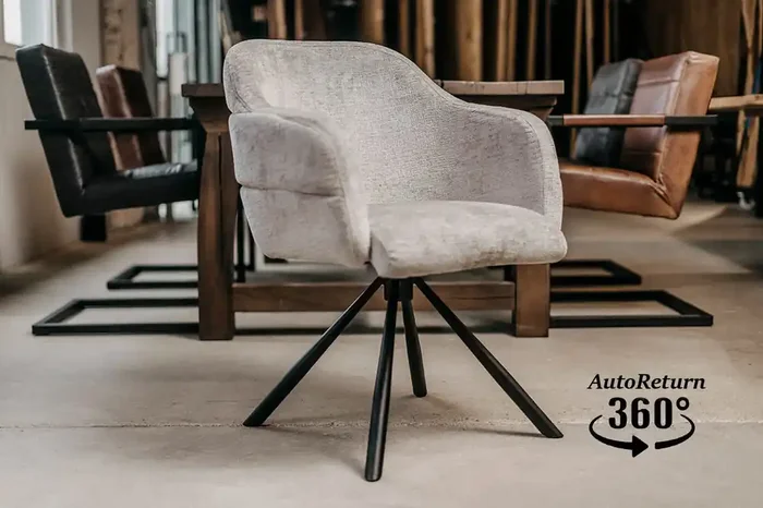 Drehbarer Textilstuhl mit automatischer Rückstellfunktion Lilly-G