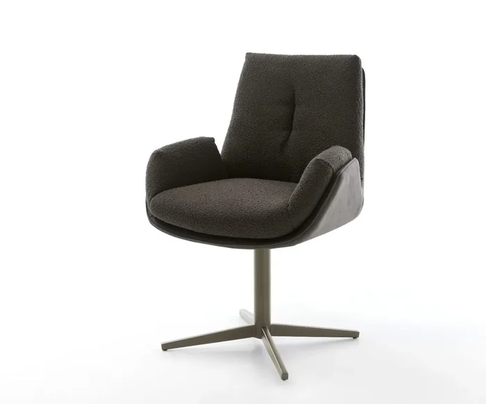 Drehstuhl Clea-Flex Materialmix Schwarz Fußkreuz Effektfinish Titan 360° drehbar