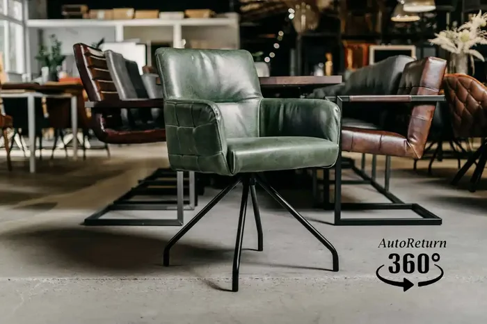 Drehstuhl Echtleder und Stahl Godric-Z