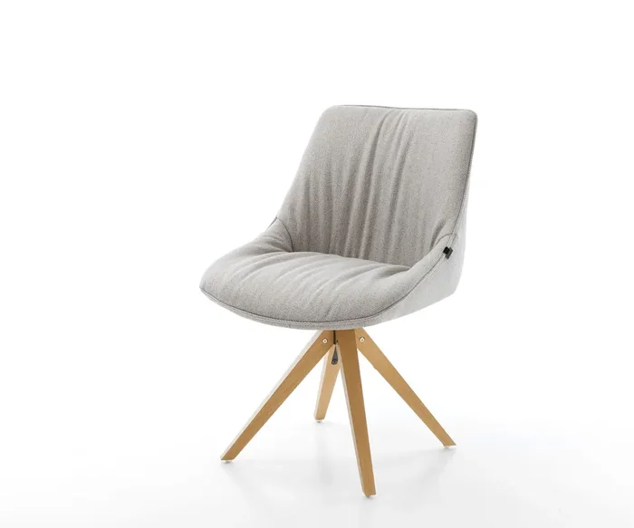 Drehstuhl Elda-Flex Stripes Hellgrau Holzgestell kantig Natur 180° drehbar