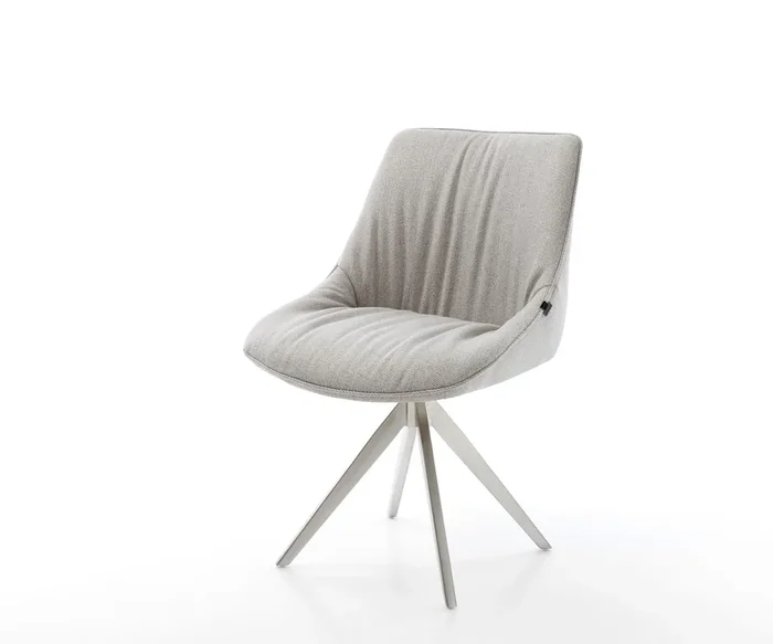 Drehstuhl Elda-Flex Stripes Hellgrau Kreuzgestell kantig Edelstahl 180° drehbar
