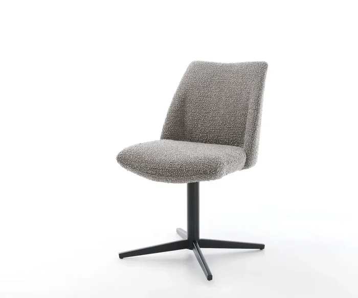 Drehstuhl Elso-Flex Bouclé Silbergrau Fußkreuz Schwarz 360° drehbar Taschenfederkern