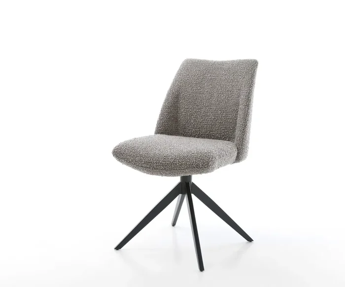 Drehstuhl Elso-Flex Bouclé Silbergrau Kreuzgestell breit Schwarz 360° drehbar Wippfunktion Taschenfederkern