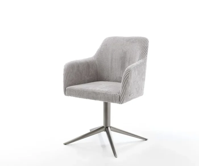 Drehstuhl Greg-Fex Cord Silbergrau Fußkreuz Graphit 360° drehbar Wippfunktion Taschenfederkern