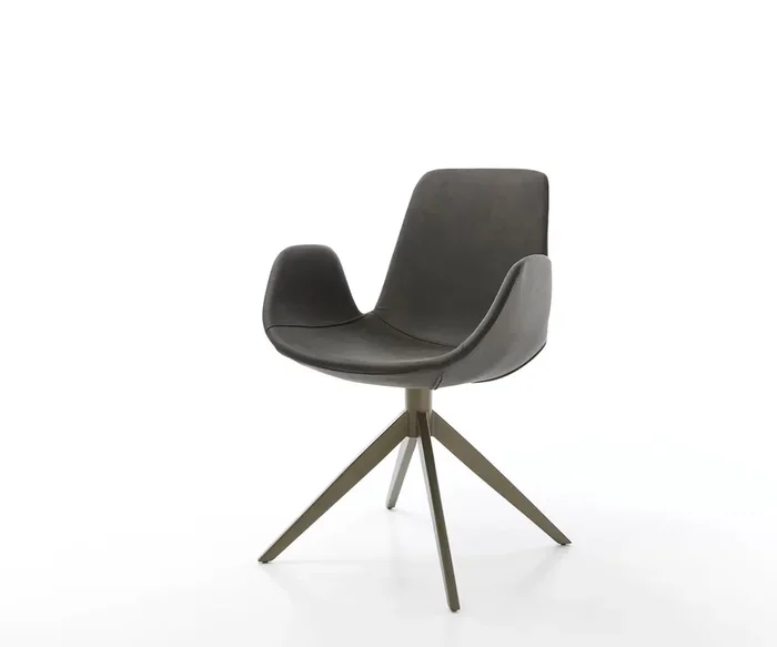 Drehstuhl Ilia-Flex mit Armlehnen Mikrofaser Anthrazit Vintage Kreuzgestell breit Effektfinish Titan 360° drehbar