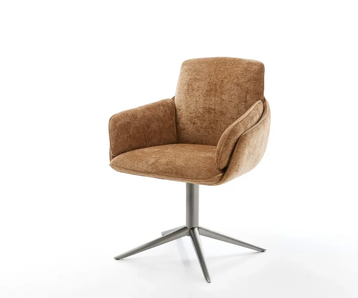 Drehstuhl Luan-Flex mit Armlehnen Chenille Rost Fußkreuz Graphit 360° drehbar Wippfunktion