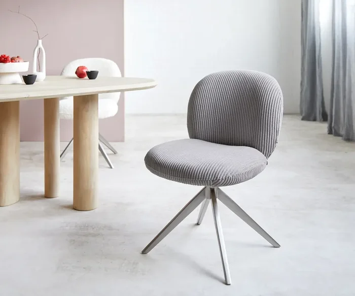 Drehstuhl Nube-Flex Cord Silbergrau Kreuzgestell breit Edelstahl 360° drehbar Taschenfederkern